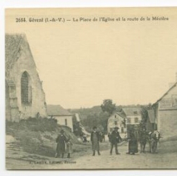 Gévezé (I.-et-V.) - La Place de l'Eglise et la route de la Mézière.