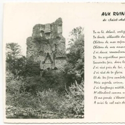 AUX RUINES DU CHATEAU de Saint-Aubin-du-Cormier (I.-et-V.). A Auguste Bergot.