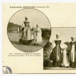 Femmes et Fillettes de Brignogan se rendant au pardon de N.-D. de Folgoët