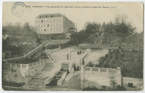 RENNES. - Vue générale de l'Escalier, et du nouveau Jardin du Thabor.