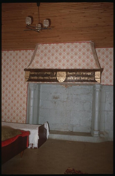 Pleudaniel. - Manoir de Kerdéozer : manoir, intérieur, cheminée peinte.