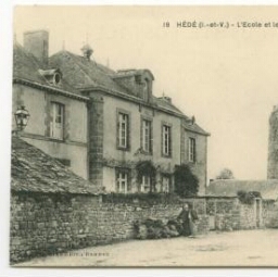 HEDE (I.-et-V.) - L'Ecole et le Vieux Château.