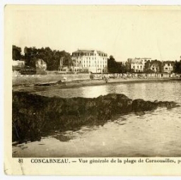 CONCARNEAU. - Vue générale de la plage de Cornouailles, prise des falaises