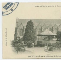 FOUGERES. - Eglise St-Léonard et Jardin Public.