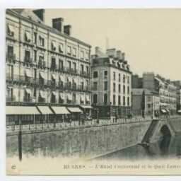 RENNES. - L'Hôtel Continental et le Quai Lamartine.