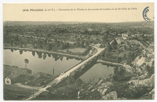 Pléchâtel (I.-et-V.) - Panorama de la Vilaine et des routes de Lohéac et de ST-Malo de Phily.