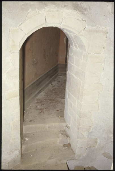 Noyal-sur-Vilaine. - Manoir du Bois Orcan : intérieur, portes sur l'escalier.