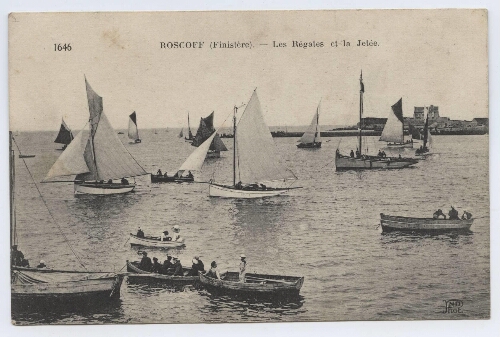 ROSCOFF (Finistère).- Les Régates et la Jetée.