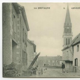 GEVEZE (I.-et-V.) - Eglise et rue du calvaire.