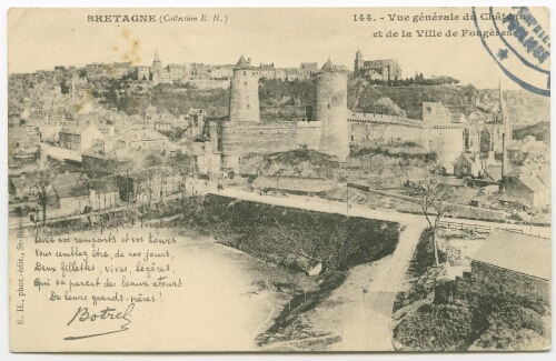Vue générale du Château et de la Ville de Fougères.