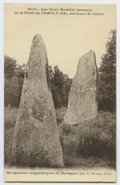 Les Deux Menhirs jumeaux de la Forêt de DUAULT , environs de Callac