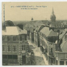 SAINT-MEEN (I.-et-V.) - Vue de l'Eglise et la Rue du Séminaire.