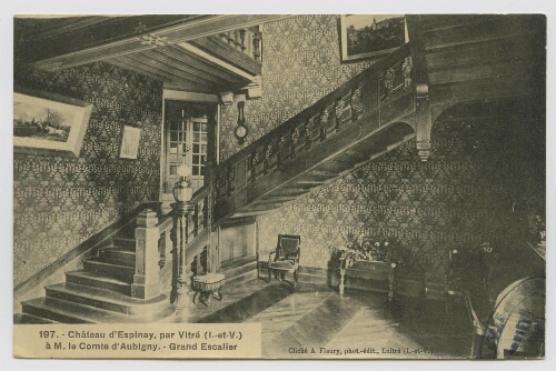 Château d'Espinay, par Vitré (I.-et-V.) à M. le Comte d'Aubigny. Grand Escalier.
