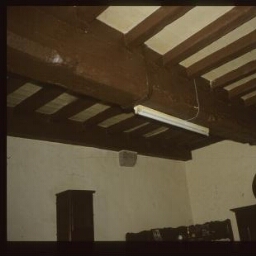 Plumaugat. - La Gaudesière, manoir : intérieur, cuisine, plafond.