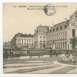 RENNES (I.-et-V.) - Palais du Commerce et Jardins sur la Vilaine.
