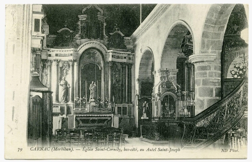 CARNAC (Morbihan). - Eglise Saint-Cornely, bas-cöté ou Autel Saint-Joseph