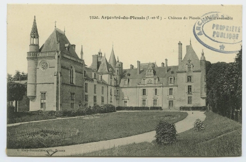 Argentré-du-Plessis (I.-et-V.). Château du Plessis. Vue d'ensemble.