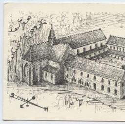 Plounéour-Ménez.- L'abbaye cistercienne du Relecq. Reproduction d'un dessin.