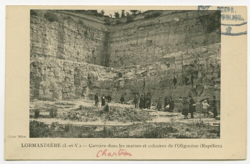 LORMANDIERE (I.-et-V.). - Carrière dans les marnes et calcaires de l'Oligocène (Rupélien).