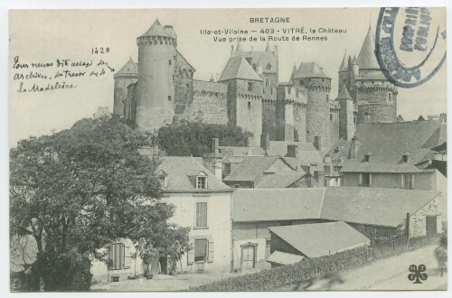 BRETAGNE. Ille-et-Vilaine.VITRE, Le Château,Vue prise de la route de Rennes.