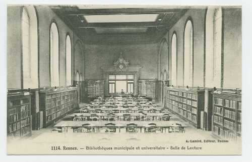 RENNES - Bibliothèques municipale et universitaire - Salle de Lecture.