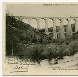 Viaduc de la Méaugon, près St-Brieuc. strophe de Botrel , imprimée au recto