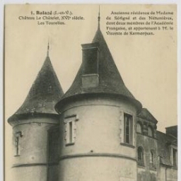 Balazé (I.-et-V.). Château Le Châtelet, XVIḞ siècle. Les tourelles.