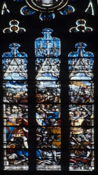 Verrière de Bertrand Dugesclin de l'église Saint-Aubin-en-Notre-Dame-de-Bonne-Nouvelle