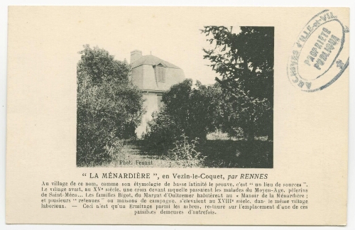 "LA MENARDIERE", en VEZIN-LE-COQUET, par Rennes.