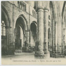 TREGUIER (Côtes-du-Nord). - Eglise, Bas-côté sud et Nef