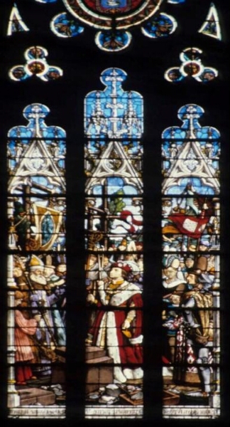 Verrière de Jean V de l'église Saint-Aubin-en-Notre-Dame-de-Bonne-Nouvelle