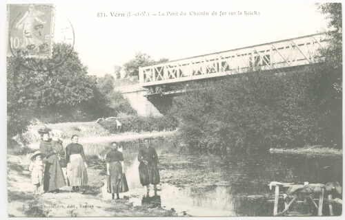 VERN (I.-et-V.) - Le Pont du chemin de fer sur la Seiche