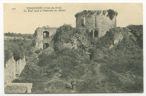 TONQUEDEC (Côtes-du-Nord). La Tour nord et l'intérieur des Ruines