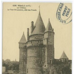 Vitré (Ille-et-Vilaine) - le château, La tour St Laurent, côté des fossés.