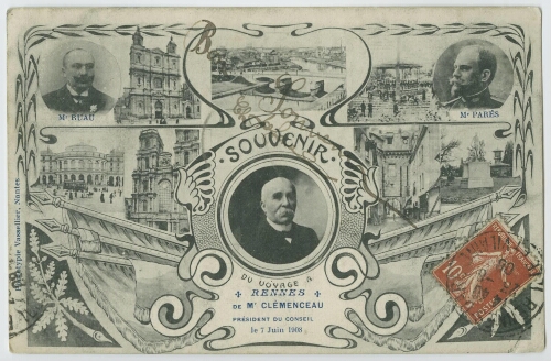 RENNES.- Voyage de Mr Clémenceau Président du Conseil le 7 Juin 1908.