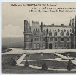 TREVAREZ, près Châteauneuf-du-Faou, à M. de Kerjégu - Façade Sud et Jardin à la Française