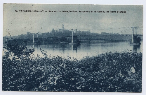 Varades (Loire-Inf.) - Vue sur la Loire, le Pont Suspendu et le Côteau de Saint-Florent