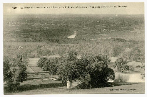 Panorama du Canal de Nantes à Brest et de Châteauneuf-du-Faou - Vue prise du CHATEAU DE TREVAREZ