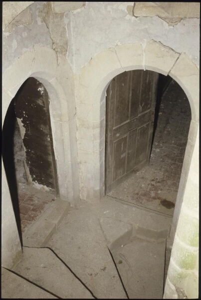 Noyal-sur-Vilaine. - Manoir du Bois Orcan : intérieur, portes sur l'escalier.