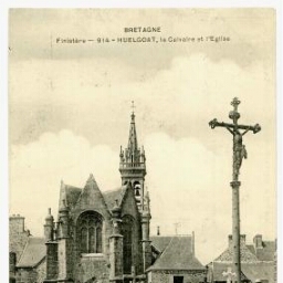 BRETAGNE Finistère - HUELGOAT, le Calvaire et l'Eglise