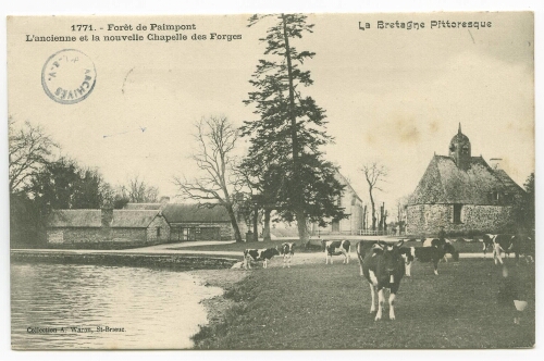 Forêt de Paimpont. L'Ancienne et la nouvelle Chapelle des Forges.