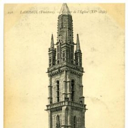 LAMPAUL (Finistère).- Clocher de l'Eglise (XVe siècle)