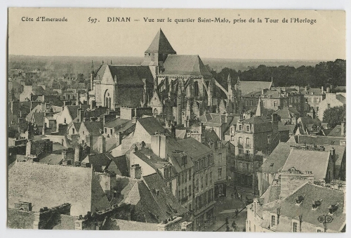 DINAN - Vue sur le quartier Saint-Malo, prise de la Tour de l' Horloge