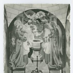 Eglise Ste Jeanne d'Arc - RENNES (I.-et-V.). Le Baptistère. (Fresque de M. Mériel-Bussy).