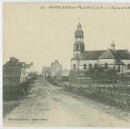SAINTE-ANNE-sur-VILAINE (I.-et-V.).- L'Eglise et la Route de Grand-Fougeray