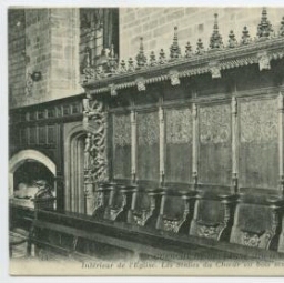 LA GUERCHE-de-BRETAGNE (I.-et-V.) - Intérieur de l'Eglise. Les Stalles du choeur en bois sculpté, du XVIe siècle.