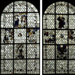 Fragments de vitraux anciens de l'église Saint-Mélaine
