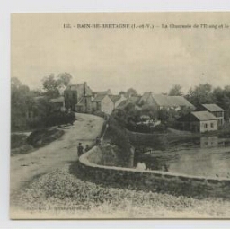 Bain-de-Bretagne (I.-et-V.). La chaussée de l'étang et le village de la Chapelle.