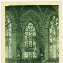 Le Faouët.- Le choeur de la chapelle Sainte-Barbe, les vitraux et le maître-autel