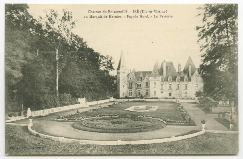 Château de Boiscornillé. - IZE (Ille-et-Vilaine) au Marquis de Kernier. - Façade Nord. - Le Parterre.